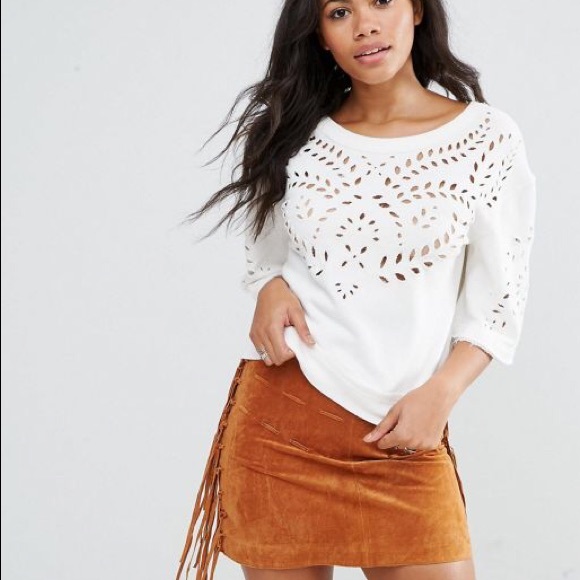 Free People Tops - Free people crumpette crop eyelet sweatshirt